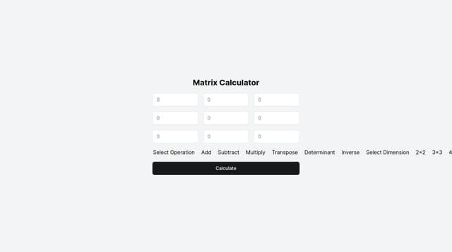 Thumbnail for prompt: add a select for the operation and one for the matrix dimention