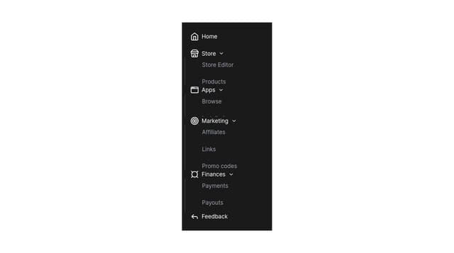 Thumbnail for prompt: Make the sections collapsable, add the line that runs down the left side under the sub categories, make spacing consistent.