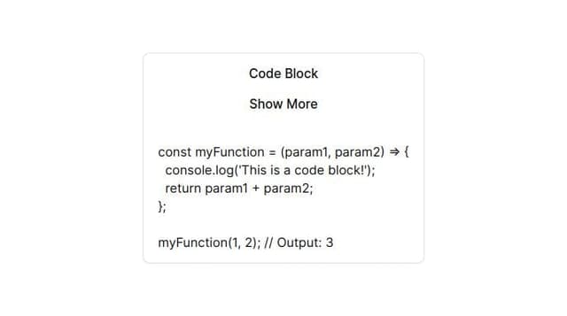 Thumbnail for prompt: A long code block which initial state is "minimized" showing a show more button to see all the code