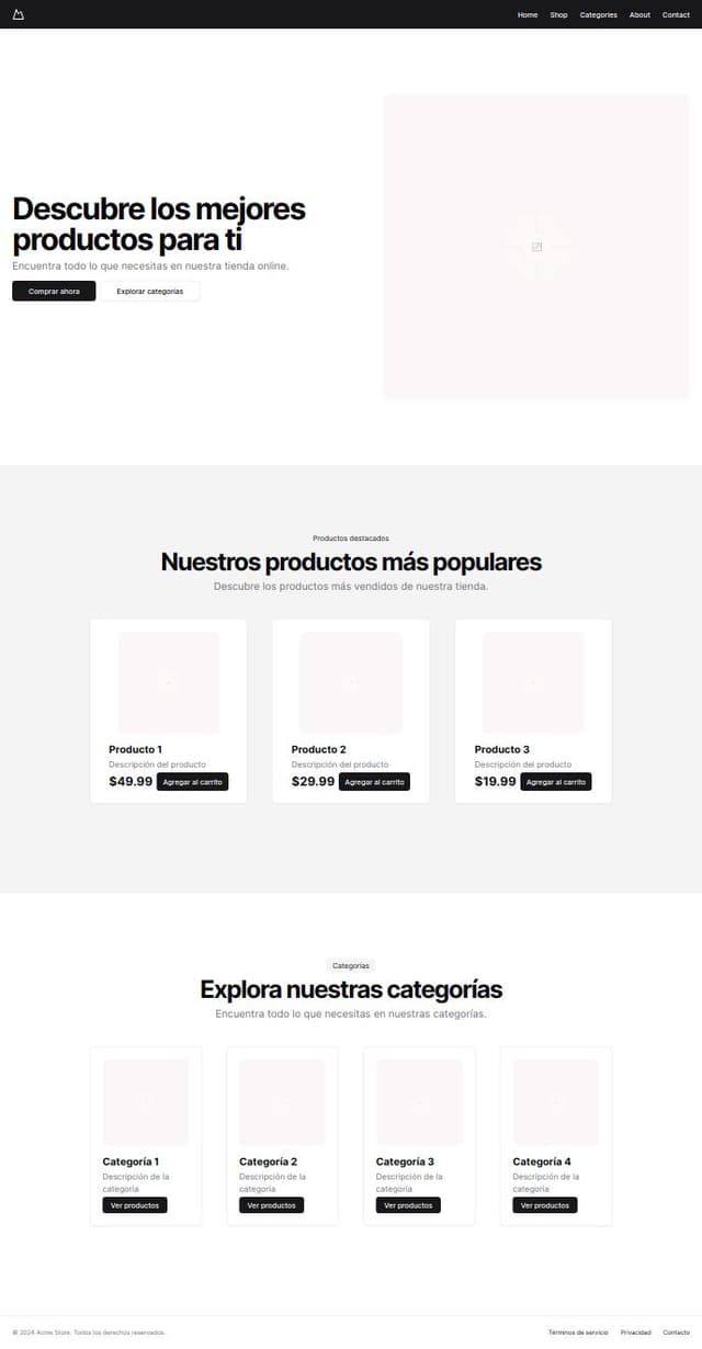 Thumbnail for prompt: hazme una pagina de una tienda de ventas online