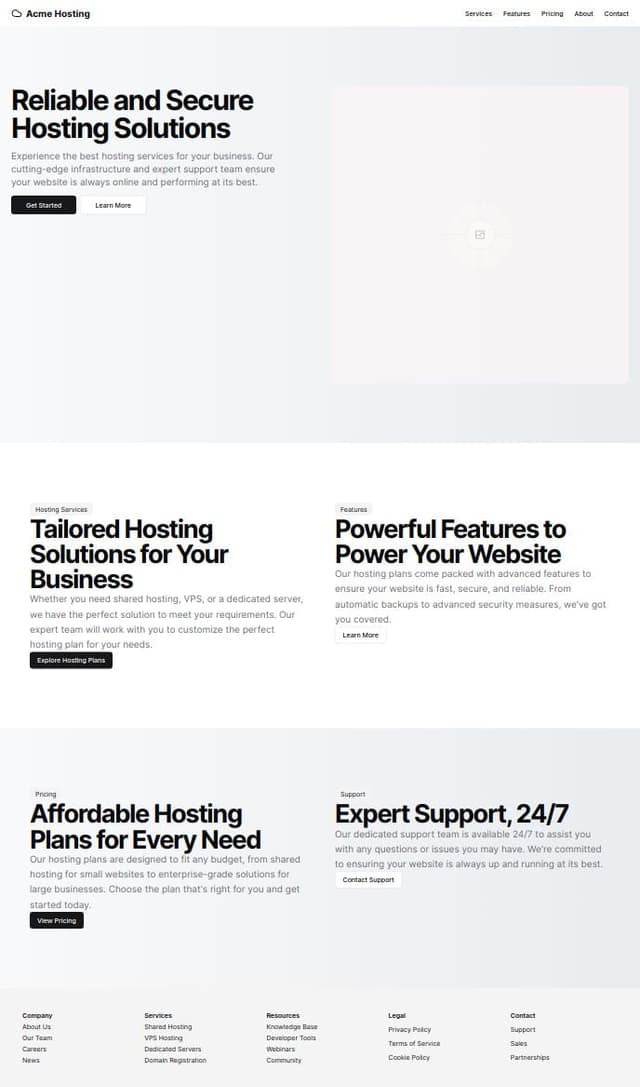 Thumbnail for prompt: create a website ui for a site that offers hosting services it should be professional 