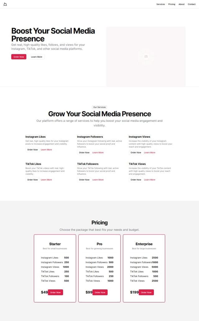 Thumbnail for prompt: Commerce website selling likes follow views for social media such as instagram 