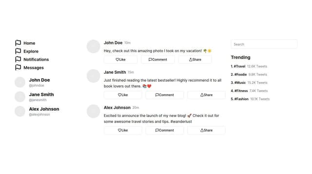 Thumbnail for prompt: make social media landing page like twiter on intagram