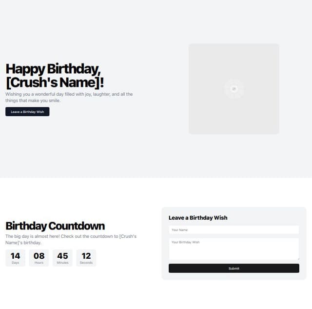 Thumbnail for prompt: generate a birthday wishing website for a crush