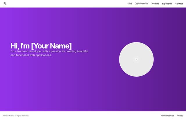 Thumbnail for prompt: I want to show the hero section like this url and it should be full page
https://dribbble.com/shots/23212629-Purplefolio-Framer-Portfolio-Website-For-Web-Developers