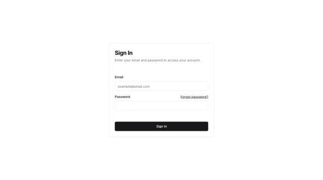 Thumbnail for prompt: Create a Sign-In page using Shadcn and Tailwind CSS with the following elements:
- A centered card with a form
- Email and Password input fields
- A submit button
- Display an error message for banned users

Use TypeScript for component logic.
