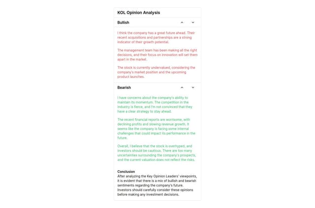 Thumbnail for prompt: add a title called KOL opinion analysis, and add a conclusion part at the bottom