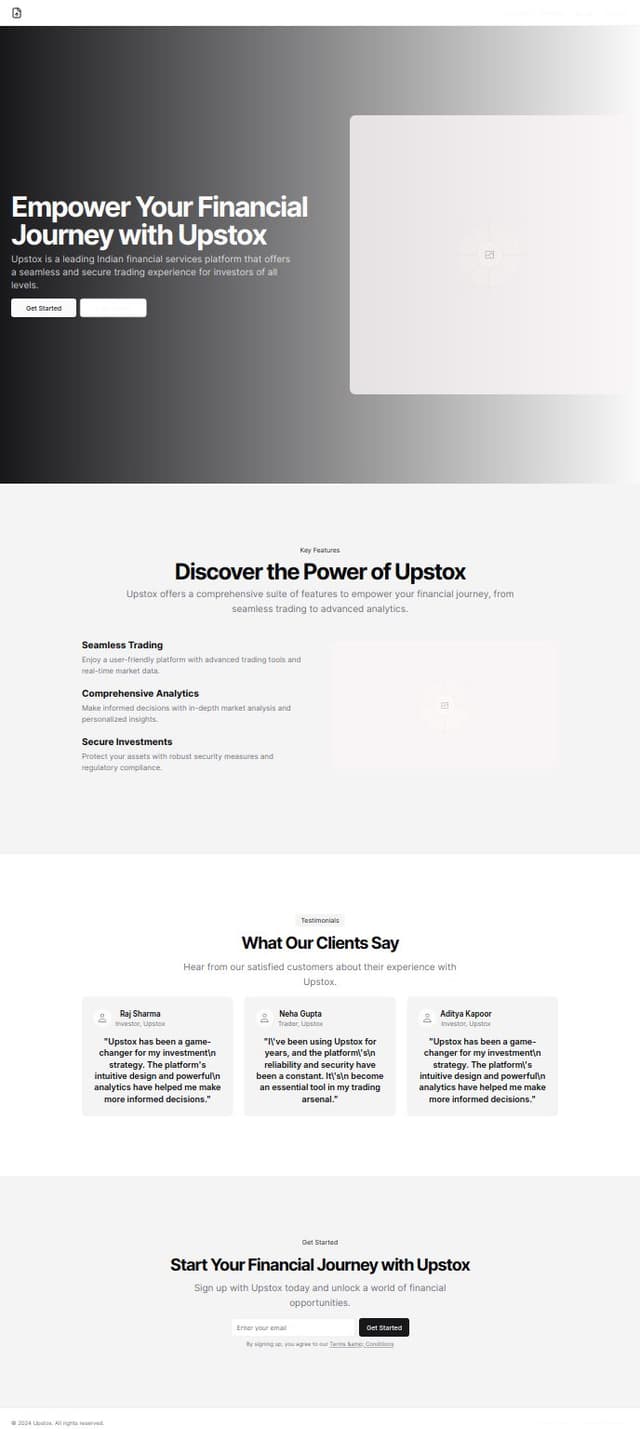 Thumbnail for prompt: Upstox website design for figma 