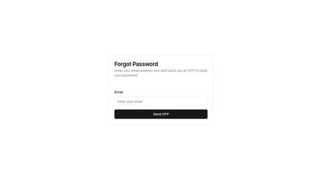 Thumbnail for prompt: create the ui for forgot password with process like first entering the email and then for entering the otp and then only setting up the new password 