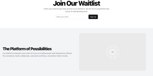 Thumbnail for prompt: Full page with join our waitlist CTA