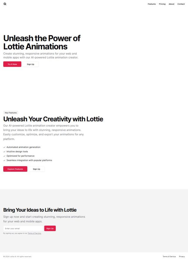 Thumbnail for prompt: a landing page for a AI powered Lottie animations creator