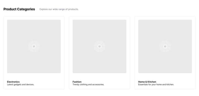 Thumbnail for prompt: A list of product categories with image, name and description.