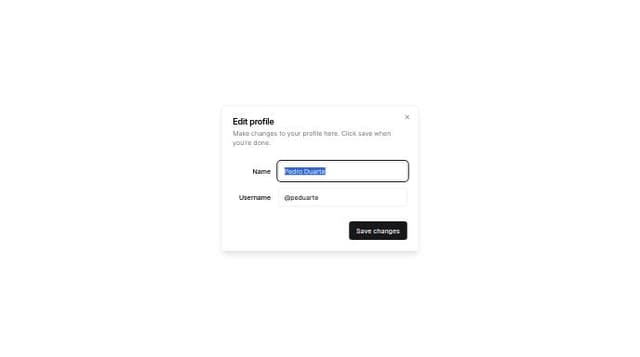 A dialog for editing profile details. | A shadcn/ui and v0 generation - v0