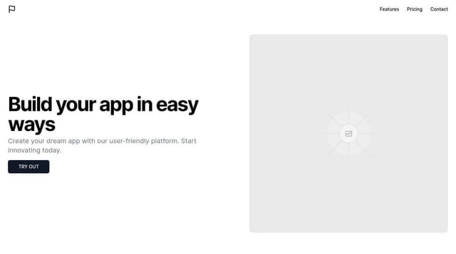 Thumbnail for prompt: A landing weppage. hero as an iphone mockup. title "Build your app in easy ways". add CTA button with text "TRY OUT"
