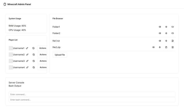 Thumbnail for prompt: Make the File Browser always match the height of System Usage and Player List combined on the left by adding more space between the last file and the line above Upload File button. Essentially the File Browser and the modules on the left should always match in height.