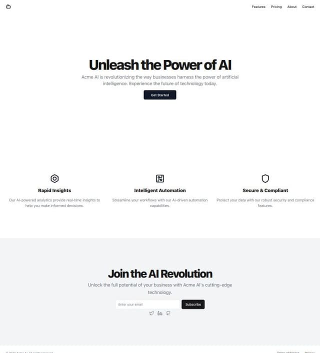 Thumbnail for prompt: Marketing landing page for trendy ai company