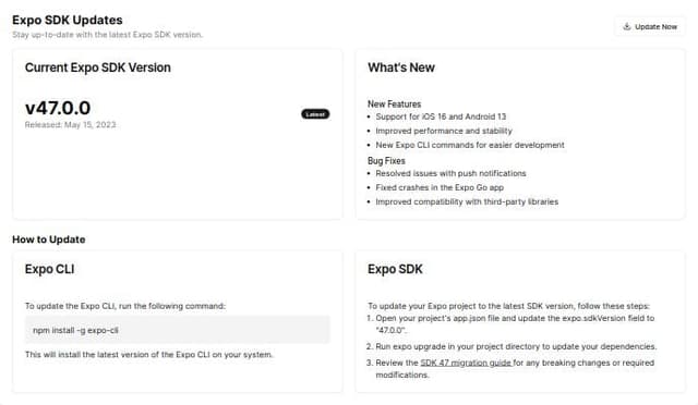 Thumbnail for prompt: expo updates dashboard