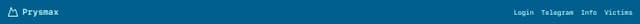 Thumbnail for prompt: Create a header for prysmax web based rat. It should have login link, link to telegram channel, info and victims page link