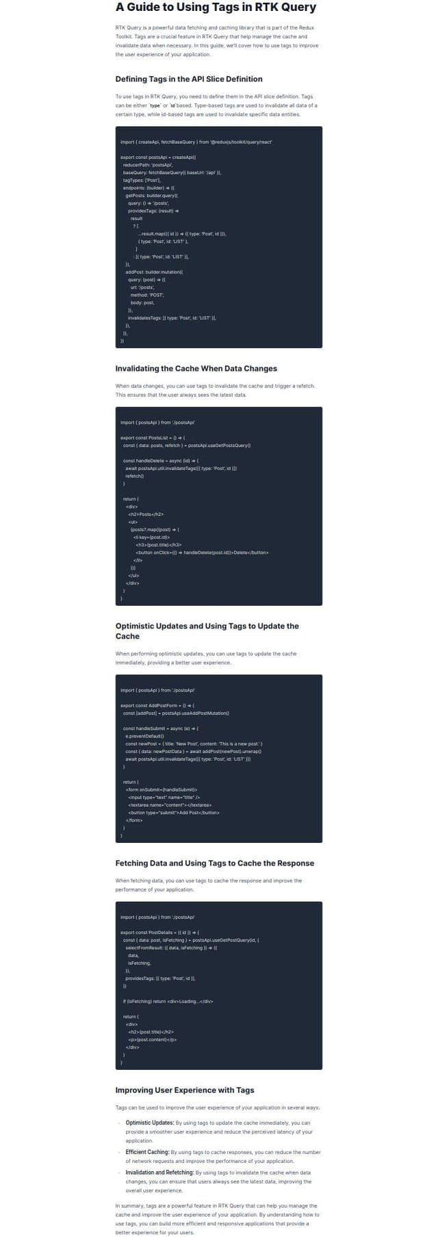 Thumbnail for prompt: How do I use tags to cause refetch in Rtk Query 