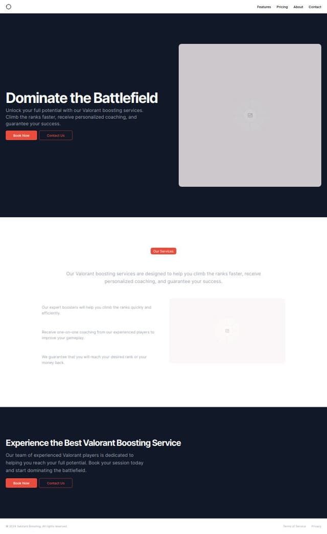 Thumbnail for prompt: a landing page for a valorant boosting website