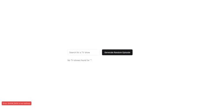 Thumbnail for prompt: create ui for a random episode generator. users can search for the shows. 