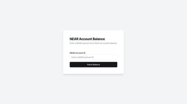 form to interact with NEAR RPC and fetch account balance | A shadcn/ui ...