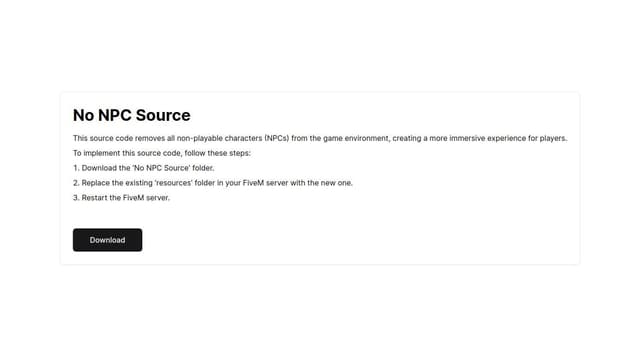 Thumbnail for prompt: Create a no npc source for fivem