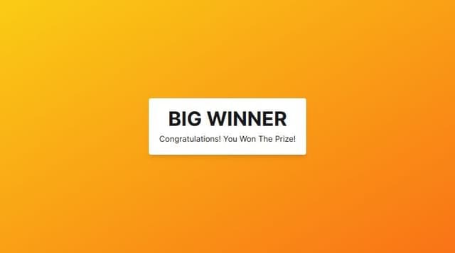Thumbnail for prompt: Create me winner screen with shadcn 
Make it fancy and use some animations 
I want a big text with name " Big Winner " 
After a description " Congratulation You Won The Prize! " 