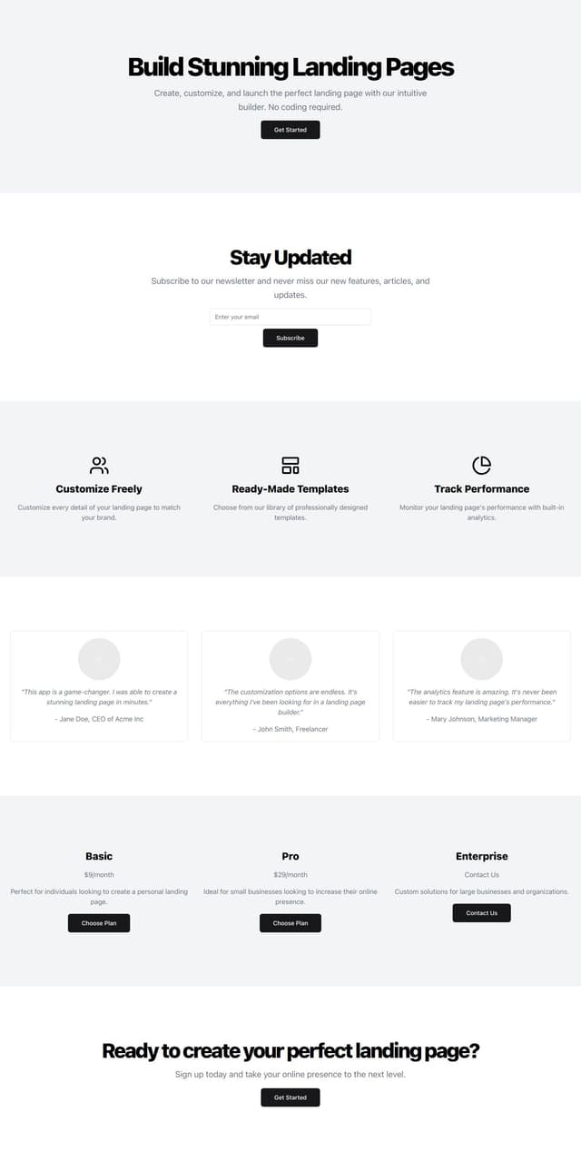 Thumbnail for prompt: add pictures and borders also make the testimonals more modern.