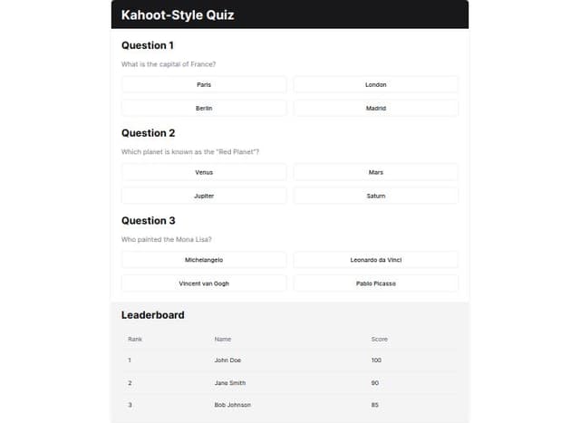 Thumbnail for prompt: make a kahoot clone