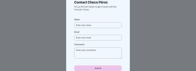 Thumbnail for prompt: un formulario donde aparezca checo perez de fondo