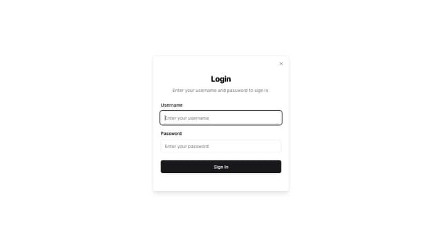Thumbnail for prompt: using shadcn/ui dialog component create a login form that accepts a username and password