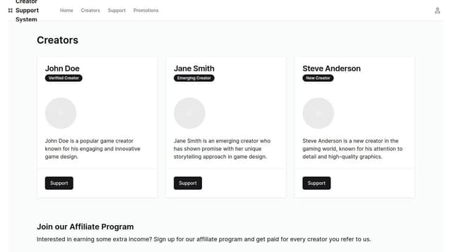 Thumbnail for prompt: now create an affiliate program where crreators can signup