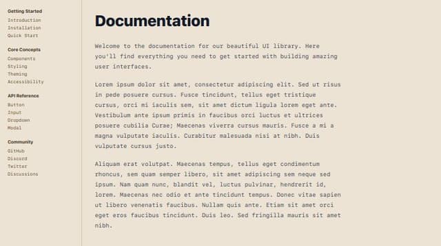 Thumbnail for prompt: generate me an github doc style sidebar page with fake information