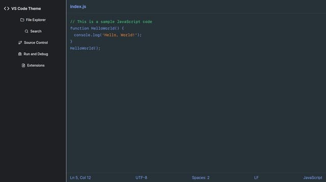 Thumbnail for prompt: make vs code themes UI. the theme should be dark blue-black color. add some highlighted code to it