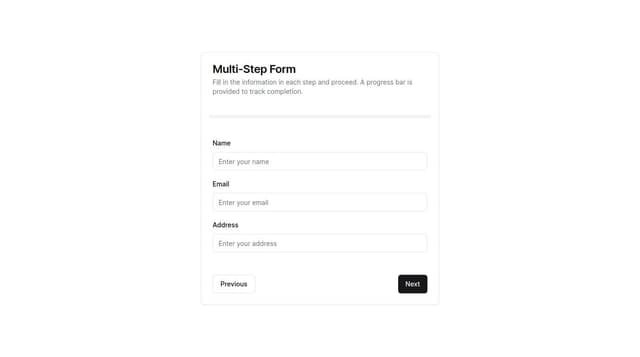 Thumbnail for prompt: multistep form with progress bar