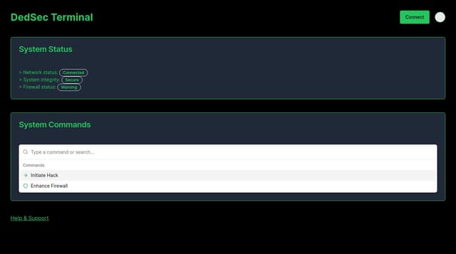 Thumbnail for prompt: a terminal UI looks like dedsec (watch dogs)