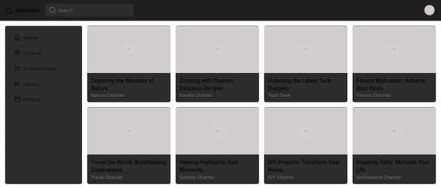 Thumbnail for prompt: create a dark mode version of youtube named gentube