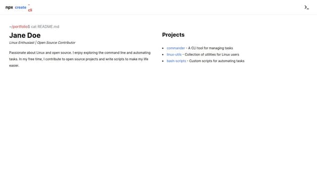 Thumbnail for prompt: linux terminal based portfolio 