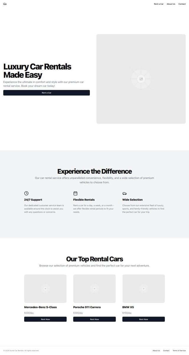 Thumbnail for prompt: a landing page of a Car Rent website 