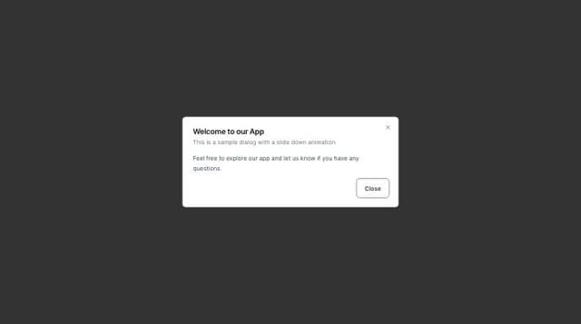 Thumbnail for prompt: Create a shadcn dialog which has a slide down animation