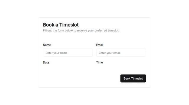 Thumbnail for prompt: generate a form where a user can book a timeslot. this is the detail screen.