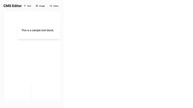 Thumbnail for prompt: A cms with a wysiwyg editor to add blocks to your page