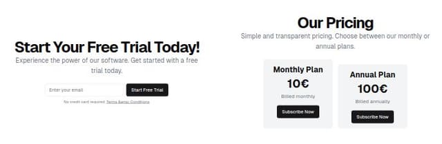 Thumbnail for prompt: for the pricing, show the different price for monthly or annualy