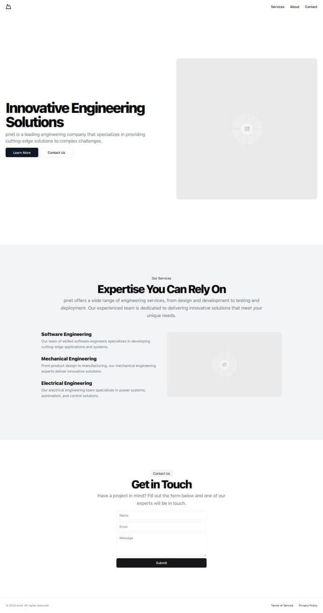 Thumbnail for prompt: A simple static martketing site for an engineering company called pnet