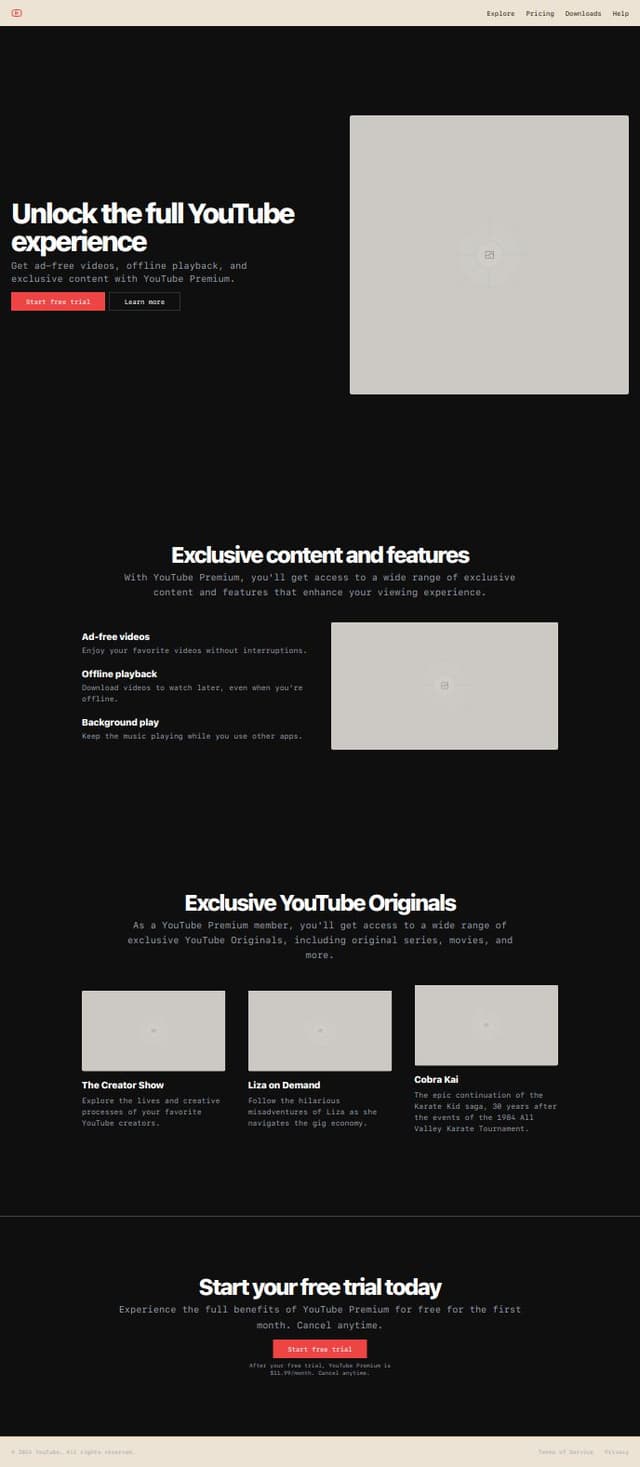 Thumbnail for prompt: youtube with premium free