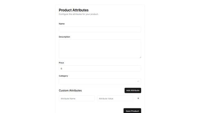 Thumbnail for prompt: A product-attributes-builder form for an ecommerce admin dashboard