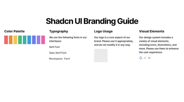 Thumbnail for prompt: shadcn ui branding guide section