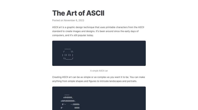 Thumbnail for prompt: a blog with ascii art