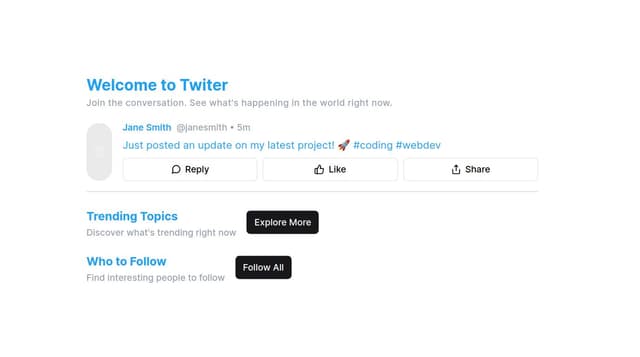Thumbnail for prompt: give twiter clone landing page